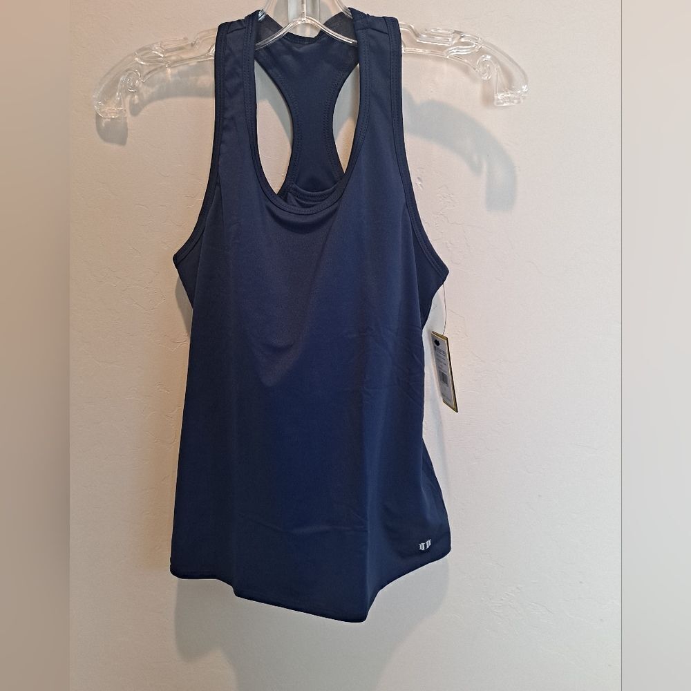EleVen by Venus Williams Navy and White Racerback Tank Top